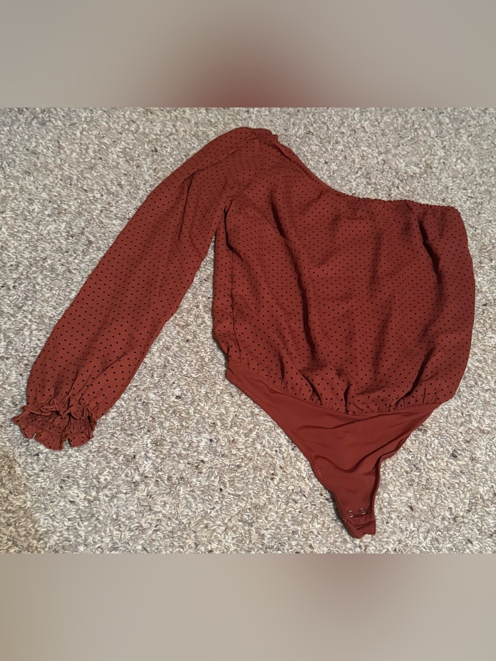 Abercrombie & Fitch Women Maroon Bodysuit Polka Dot One Shoulder